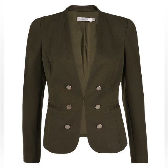 Ricki's Ponte Knit Cropped Blazer Olive Green Size XS - Picture 2 of 13
